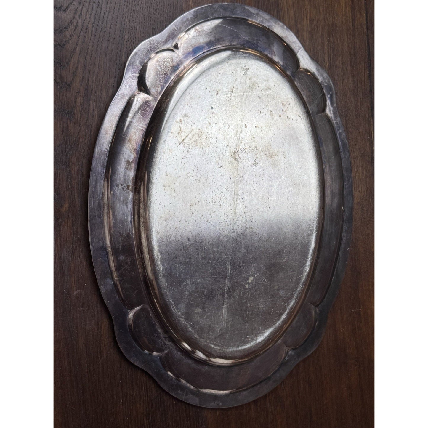 Silverplate Large Oval Serving Tray Rope Edge 18.25” x 13” GORHAM