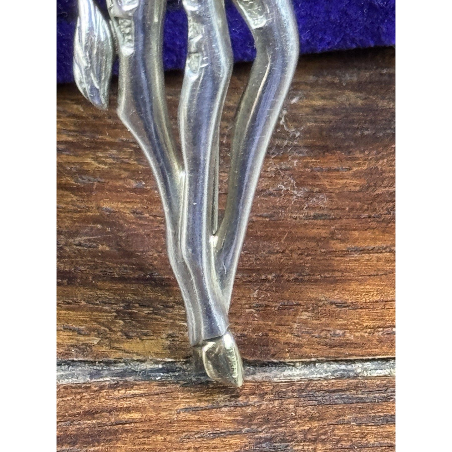 Vintage Sterling Silver 14K Gold Giraffe Brooch Green Eye Figural 3.75”
