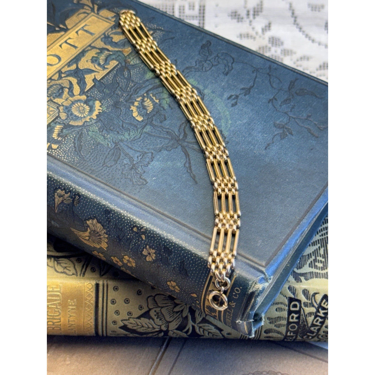 Antique Gold-Filled Gate Link Bracelet 7.25” Victorian STYLE