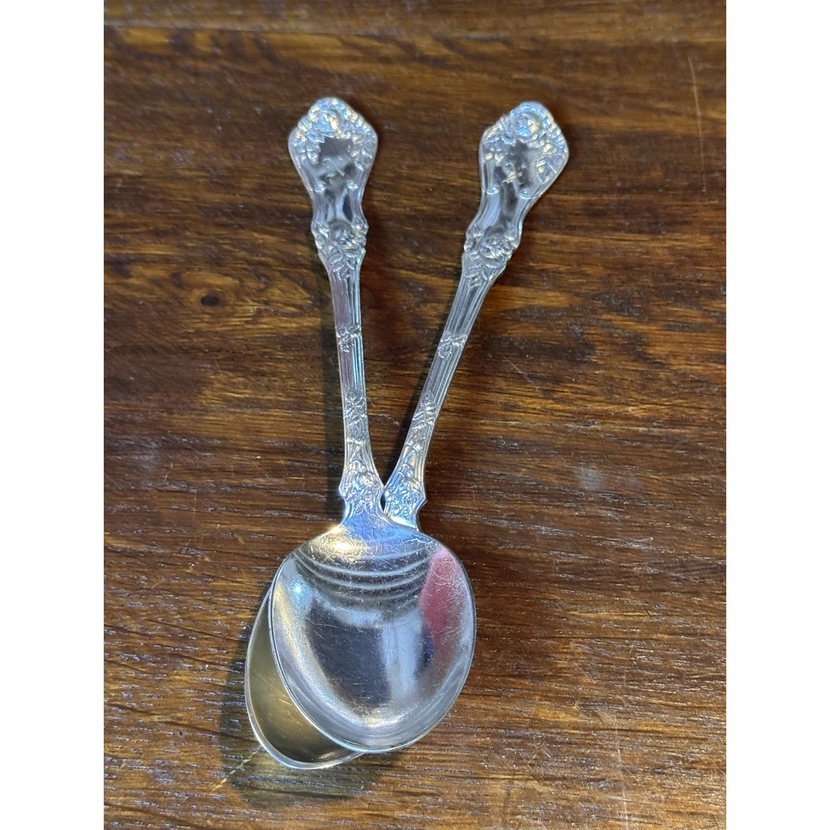 Silverplate Serving Spoons Rockford Silver Plate Co Rose Pair Monogram N 8”