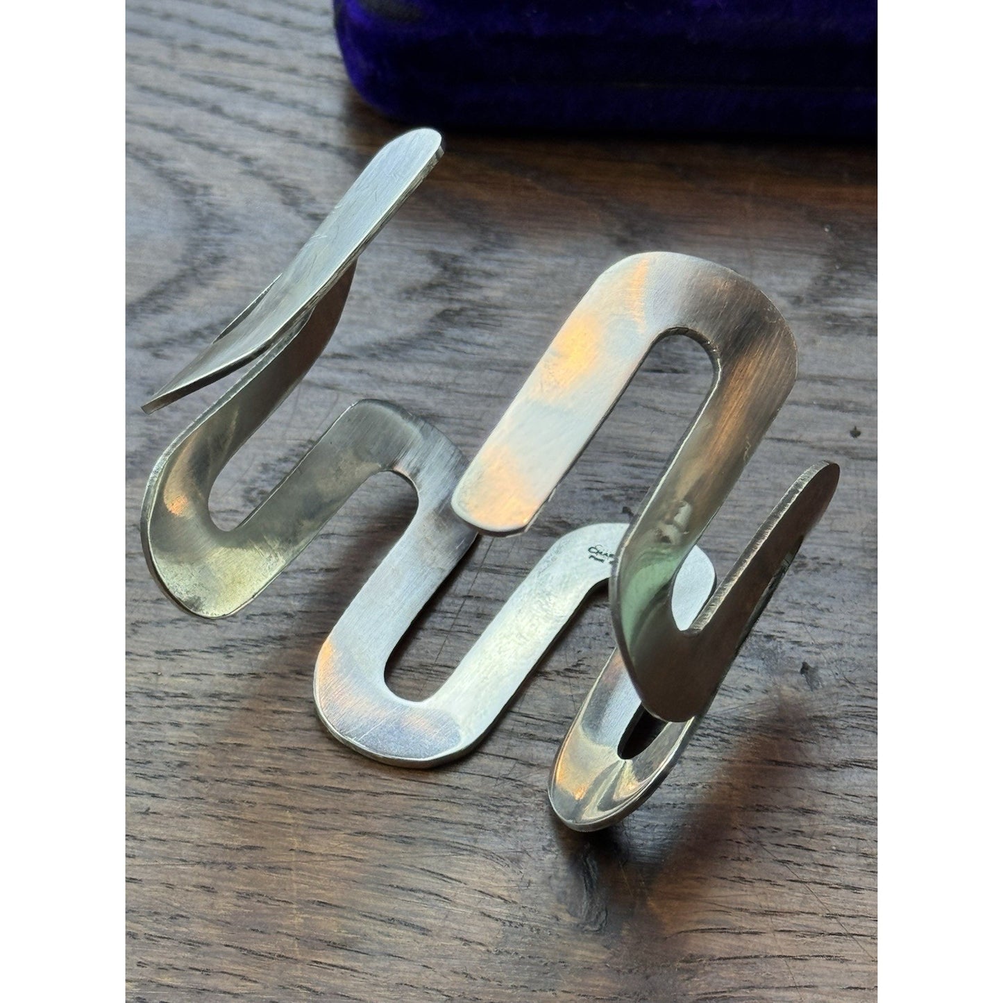 Charles Albert Cuff Bracelet Sterling Silver Modernist Sculptural 7” 57.9g