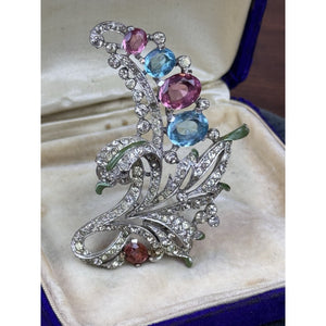 Vintage Crown Trifari Fur Clip Alfred Philippe 1940   Rhinestone