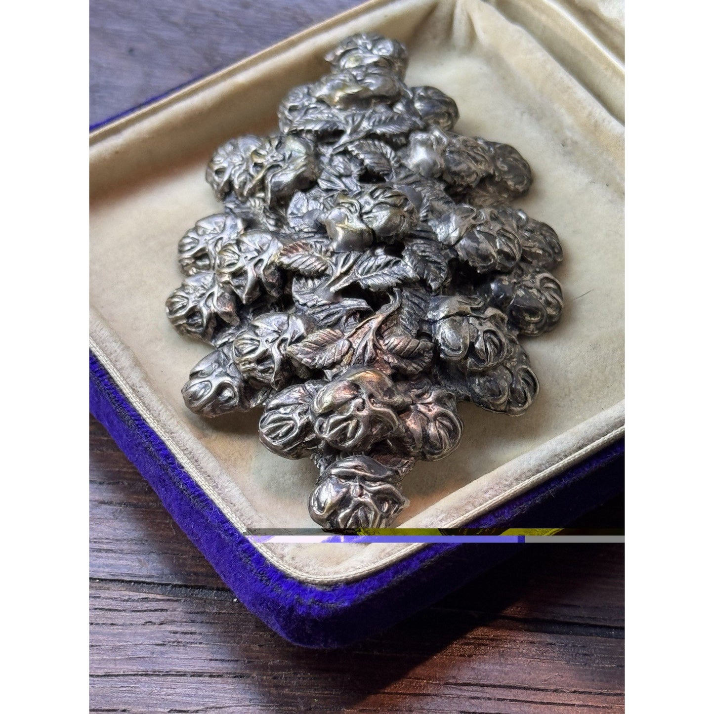 Vintage Brooch Silvertone Rose 3.5” Large Repoussé High Relief Floral Statement