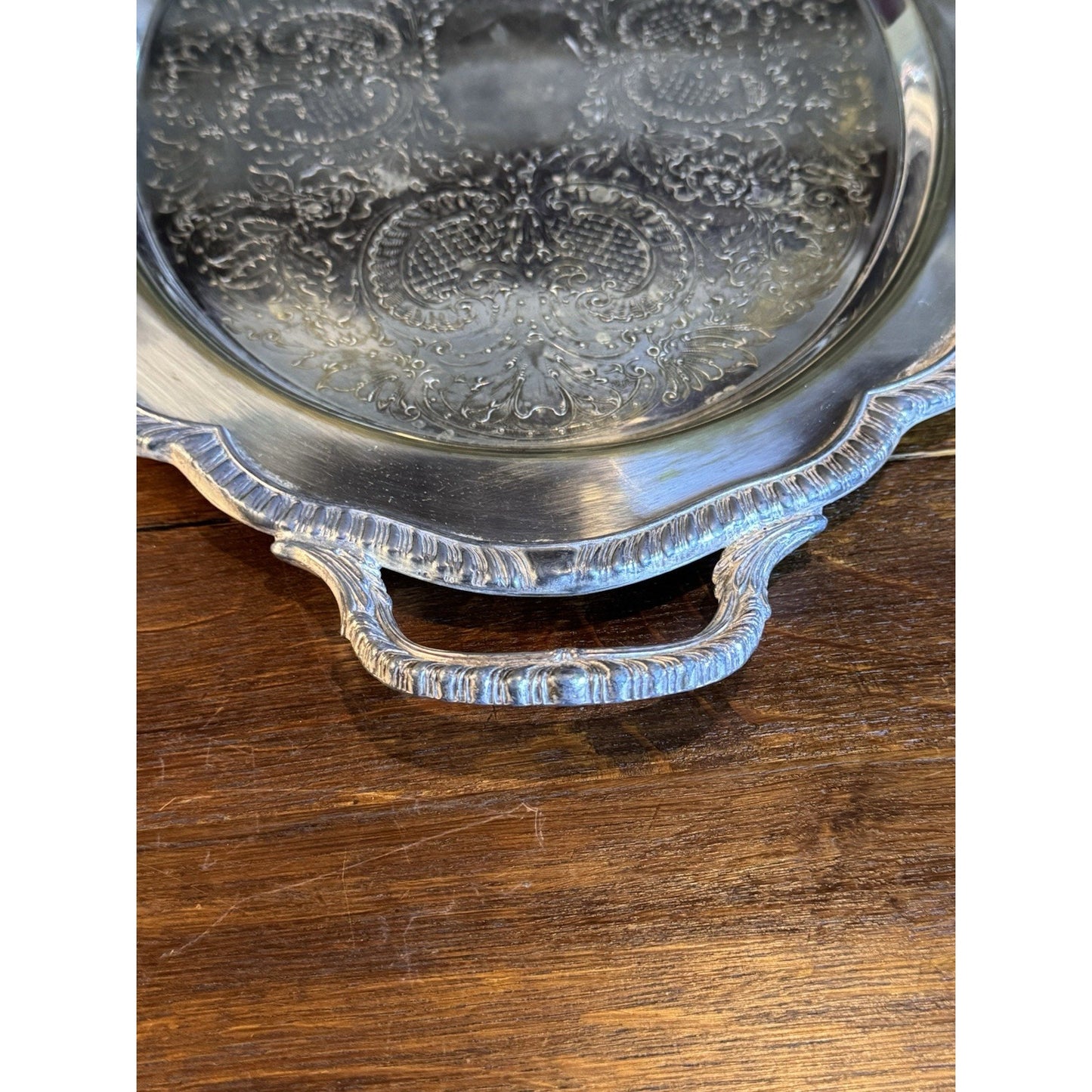 Silverplate Butler Tray F.B. Rogers Ornate Handled SHABBY Chic CONDITION 21”