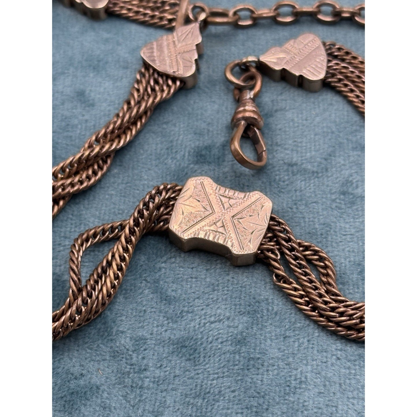 Antique Victorian Gold Filled Double Albert Pocket Watch Chain Fob PMG Mono