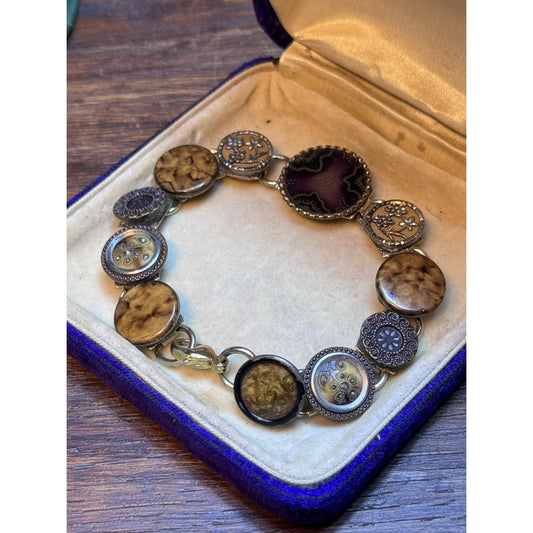 Vintage Victorian Revival Book Chain Bracelet Handmade Style 7.25”