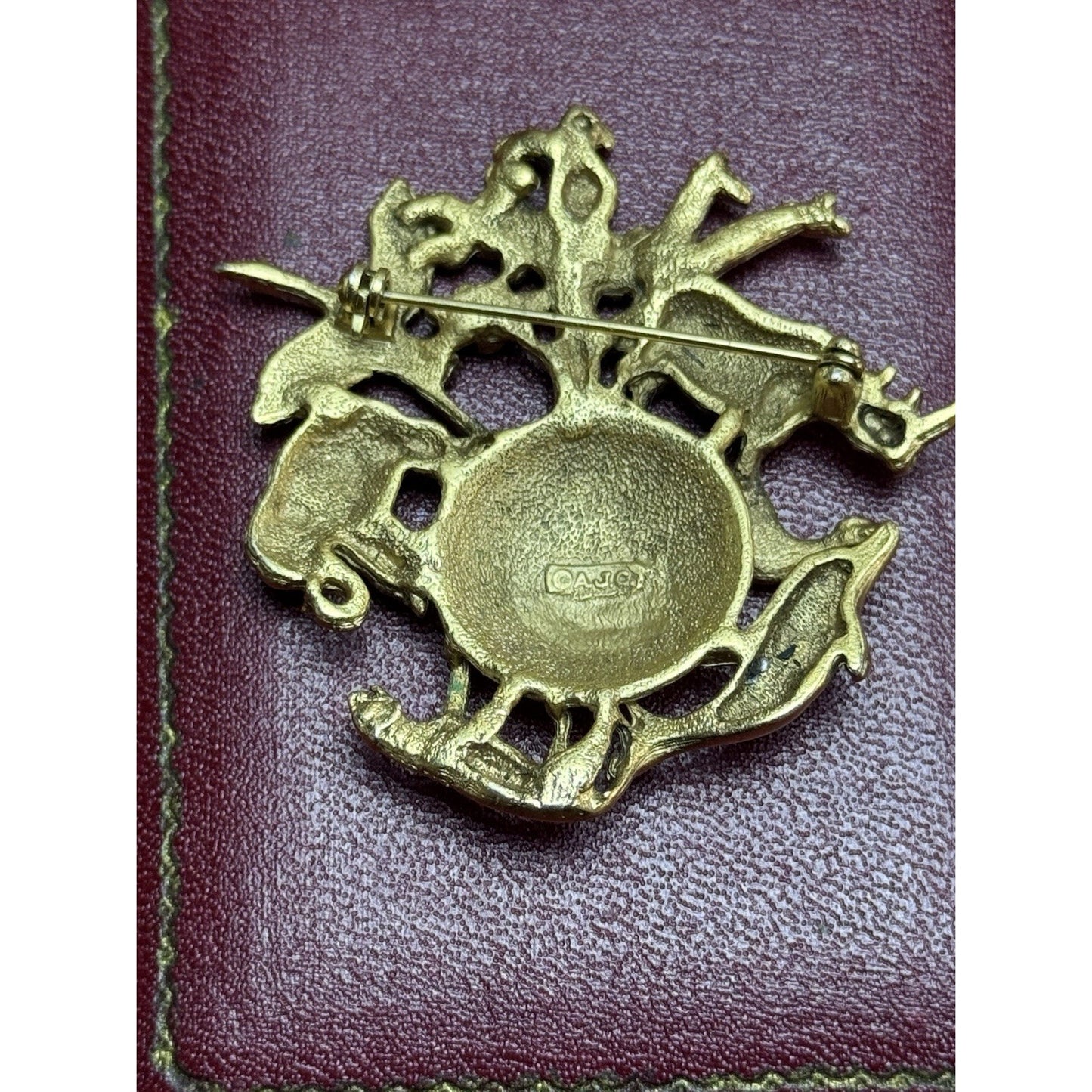 Vintage Brooch AJC Animal Kingdom Globe Goldtone World Wildlife