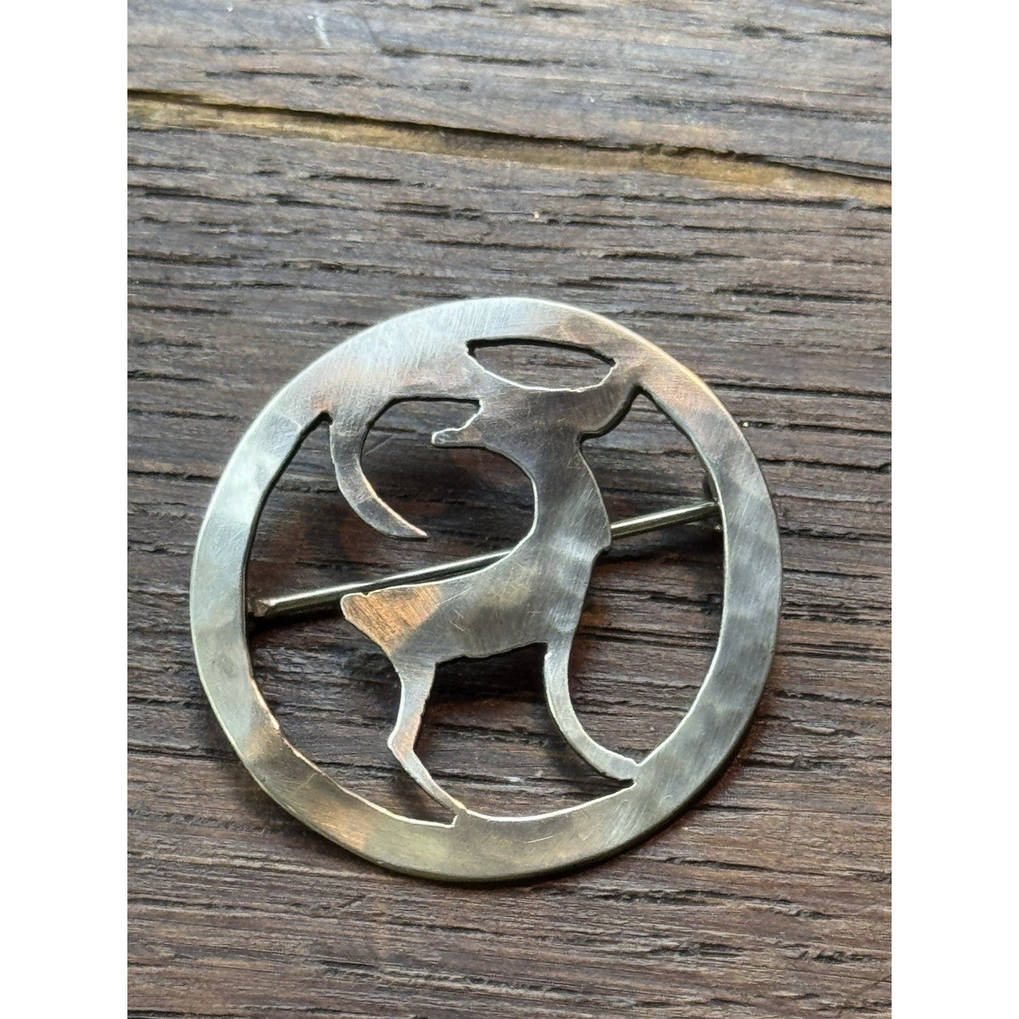 Vintage Silver Brooch 1 1/8” Handmade Modernist Deer Gazelle Tested Silver
