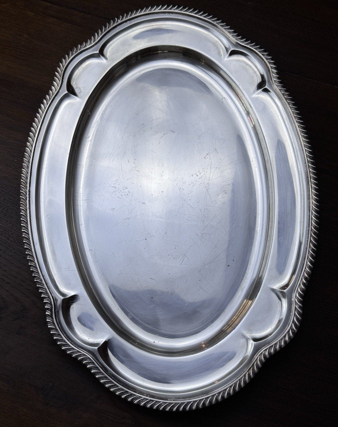 Silverplate Large Oval Serving Tray Rope Edge 18.25” x 13” GORHAM