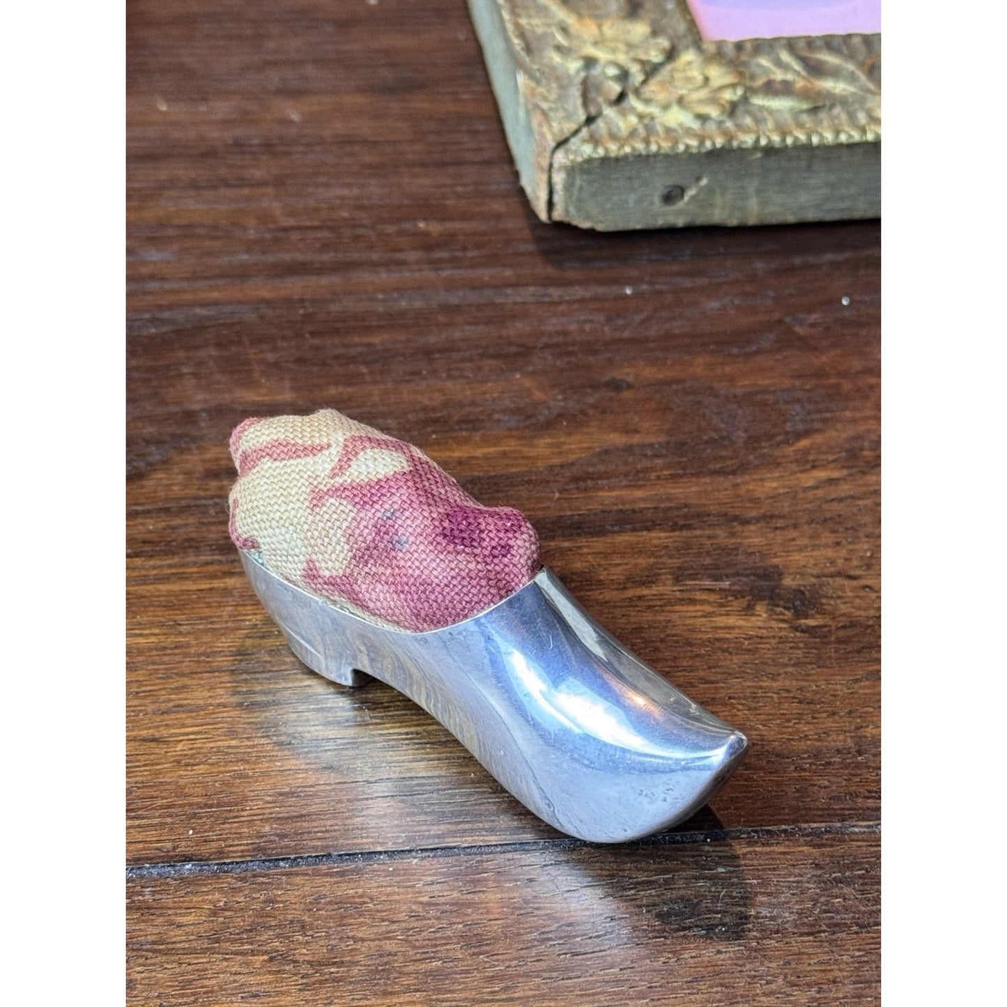 Vintage Sterling Silver Shoe Pin Cushion 3.5” Weighted Sewing Collectible