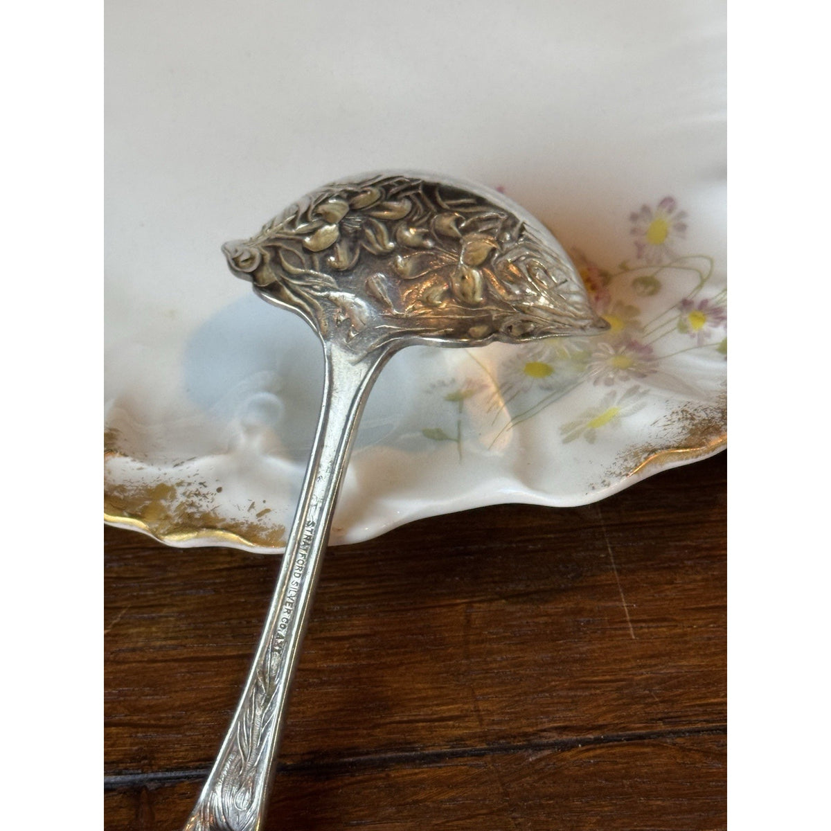 Silverplate Ladle Stratford Silver Co Art Nouveau Floral Antique 7”
