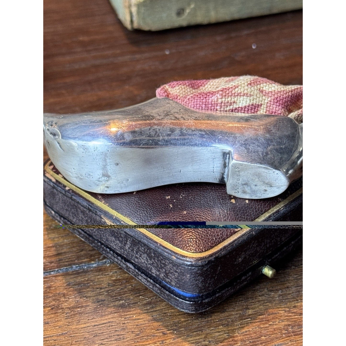 Vintage Sterling Silver Shoe Pin Cushion 3.5” Weighted Sewing Collectible