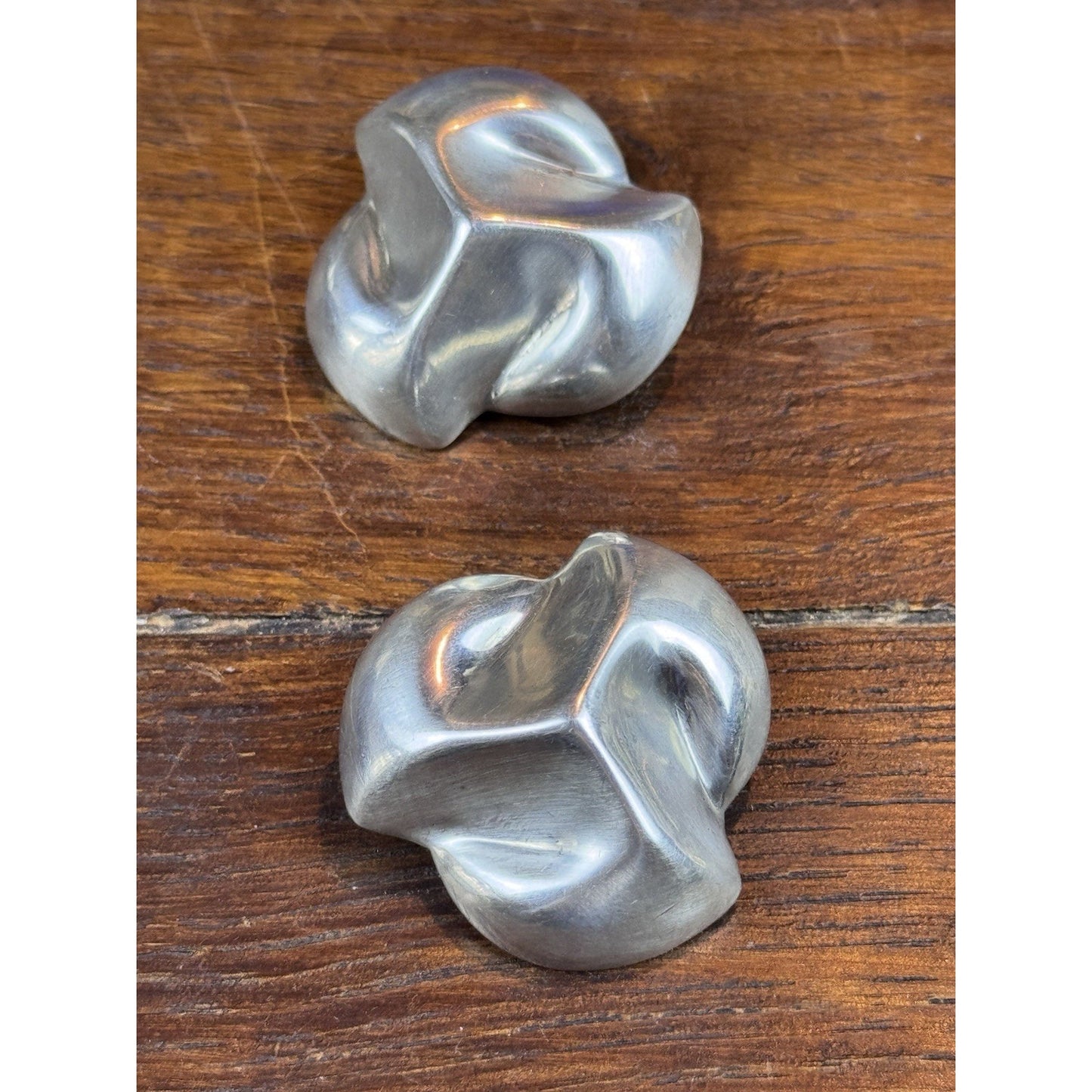 Vintage Sterling Silver Mexico Clip Earrings Sculptural Modernist
