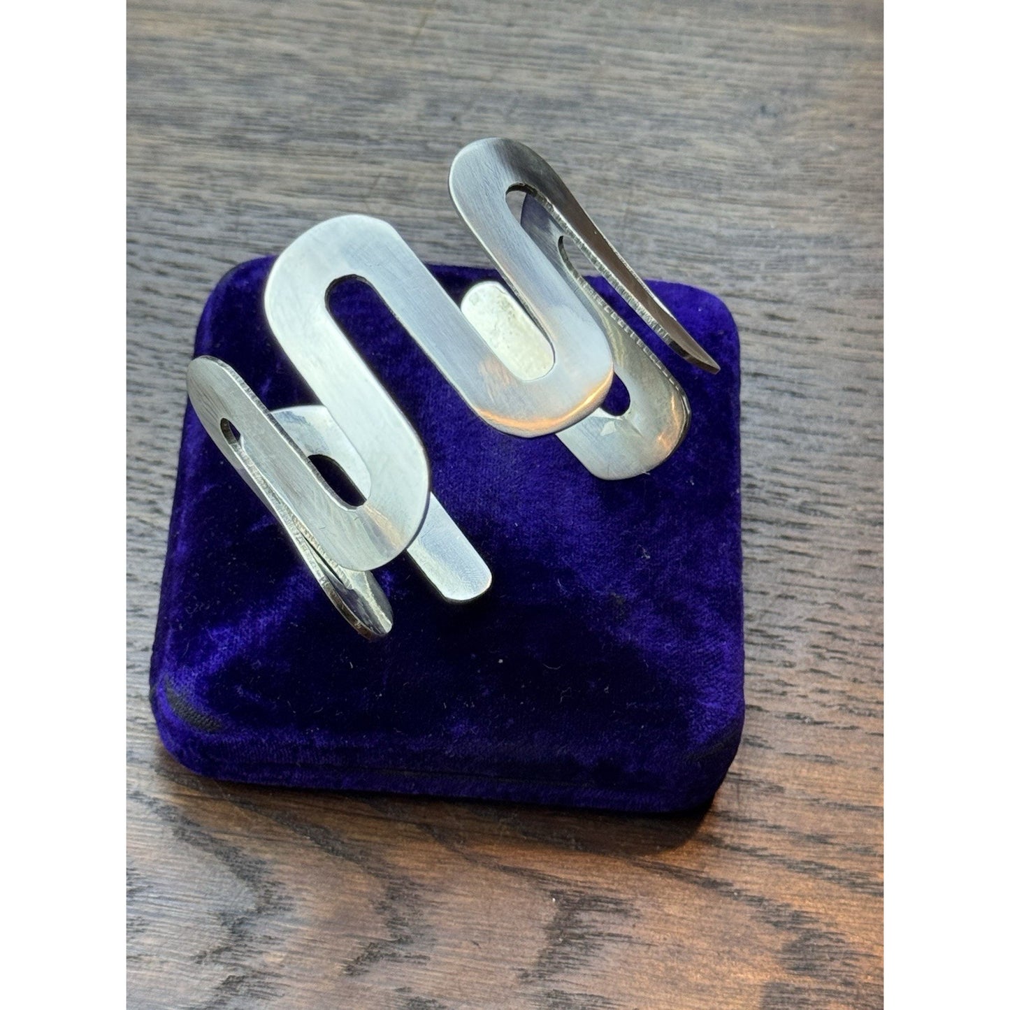 Charles Albert Cuff Bracelet Sterling Silver Modernist Sculptural 7” 57.9g
