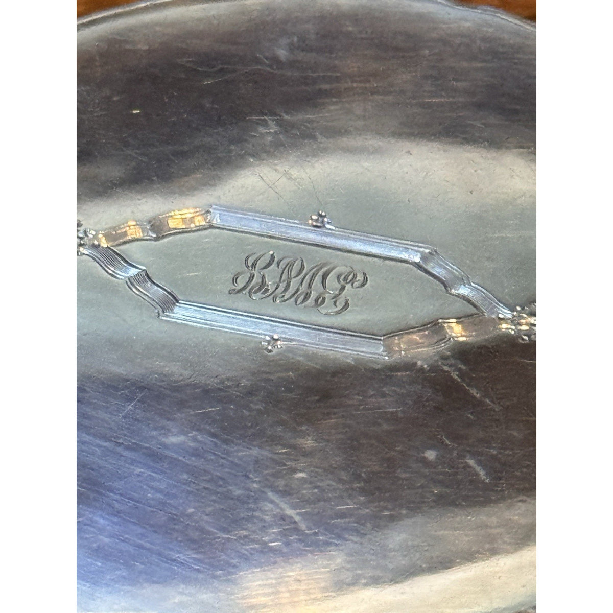 Art Deco Antique Crystal Jewelry Box Sterling Silver Lid Vanity 5.5”