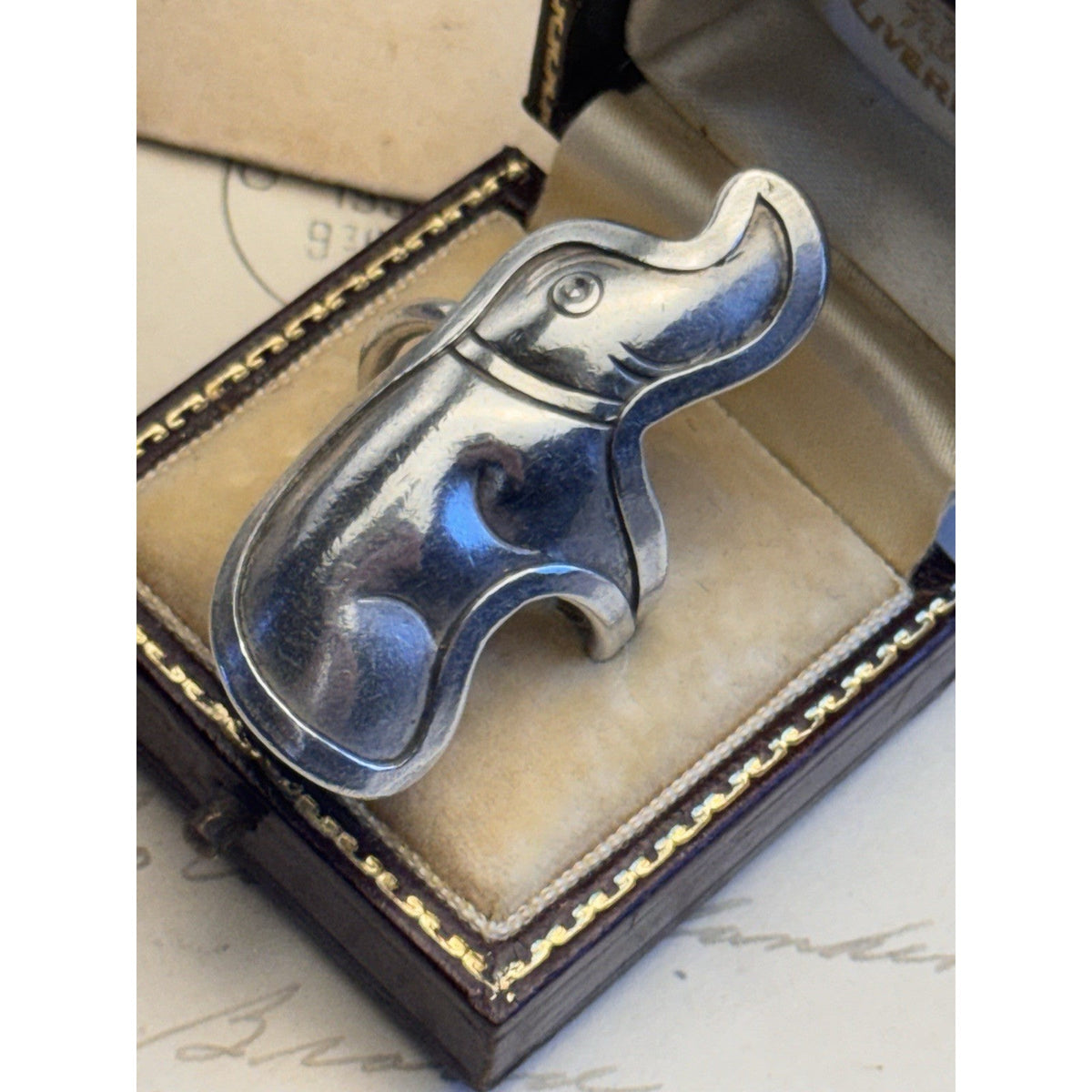 Silver Elephant Ring TESTED Thai Artisan Statement Adjustable Size 9