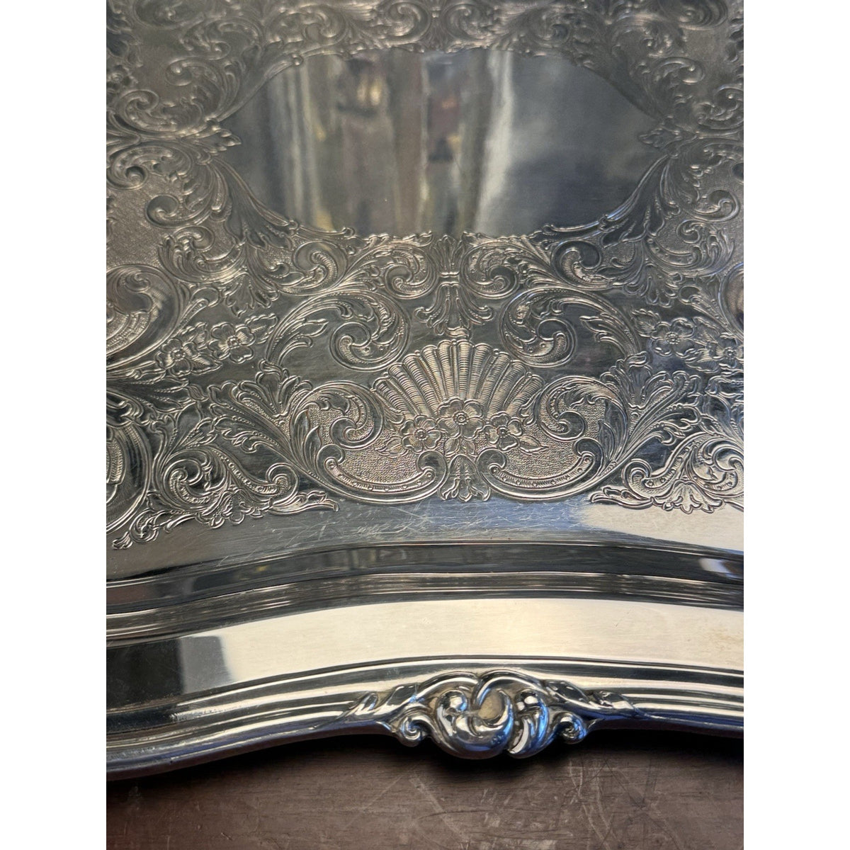 LARGE Silverplate Tray Sheffield Reproduction 31” Chased Ornate Handles