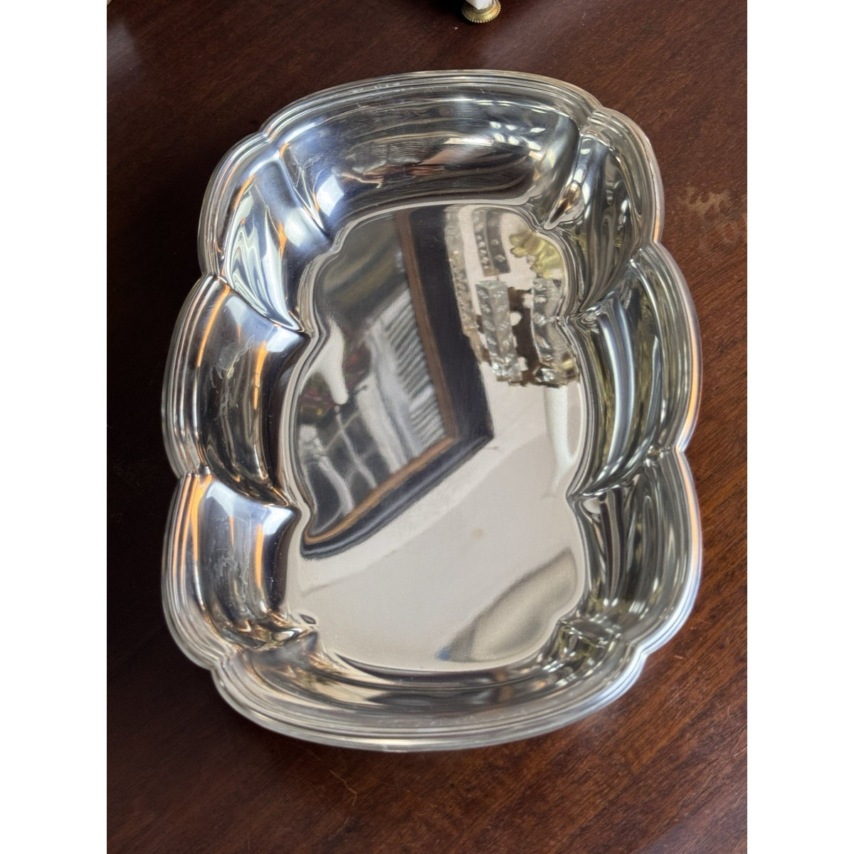 Vintage Silverplate Serving Bowl Scalloped Rectangular Dish 11.5” x 8”