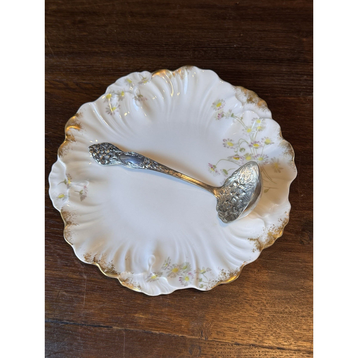 Silverplate Ladle Stratford Silver Co Art Nouveau Floral Antique 7”