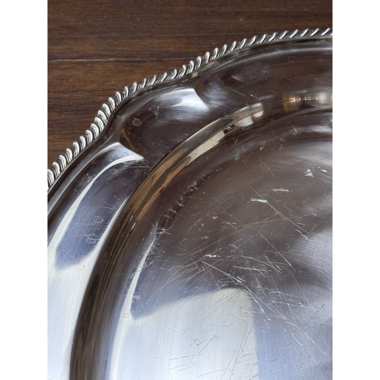 Silverplate Large Oval Serving Tray Rope Edge 18.25” x 13” GORHAM