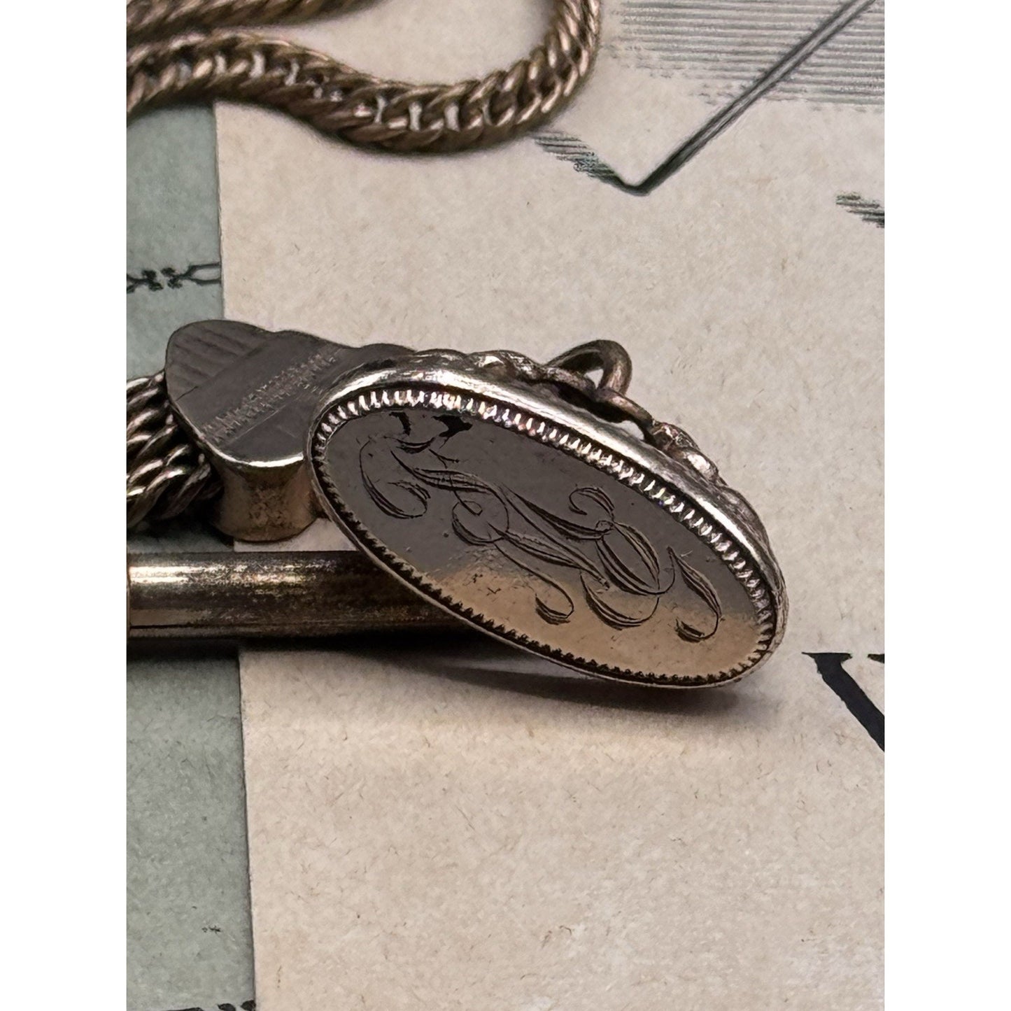 Antique Victorian Gold Filled Double Albert Pocket Watch Chain Fob PMG Mono