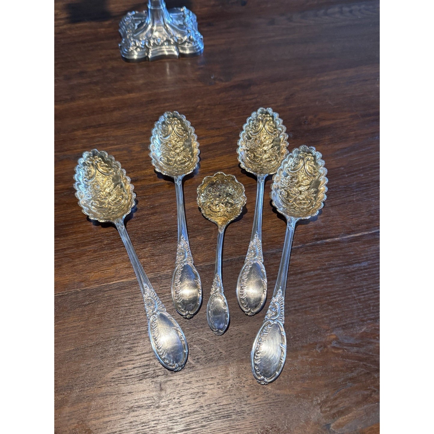 Berry Spoon Set Mappin & Webb Princess Plate Gold Wash Cased Victorian STYLE