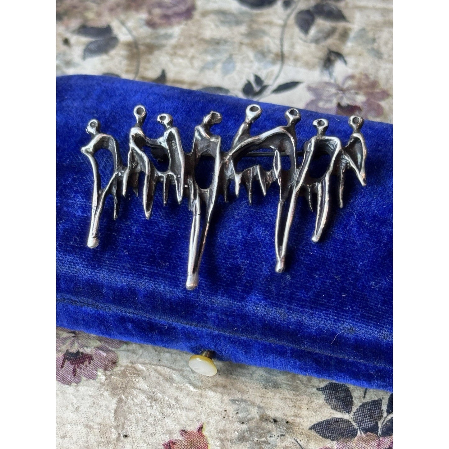 Aharon Bezalel Brooch Sterling Silver Brutalist Figural Mid Century Modern 2”