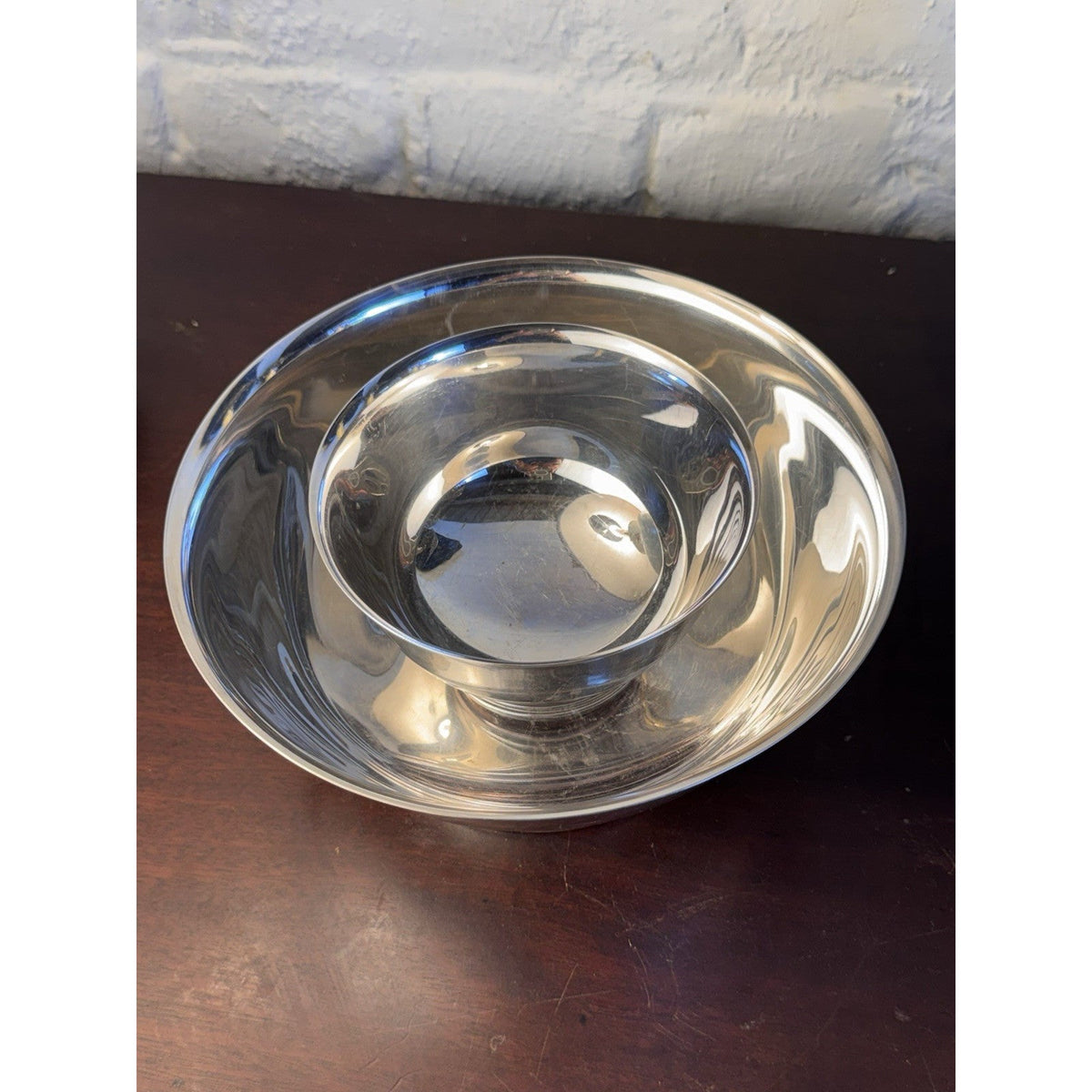 Vintage Revere Bowls Set 2 Silverplate Footed Serving Bowls 8” 5” Nesting