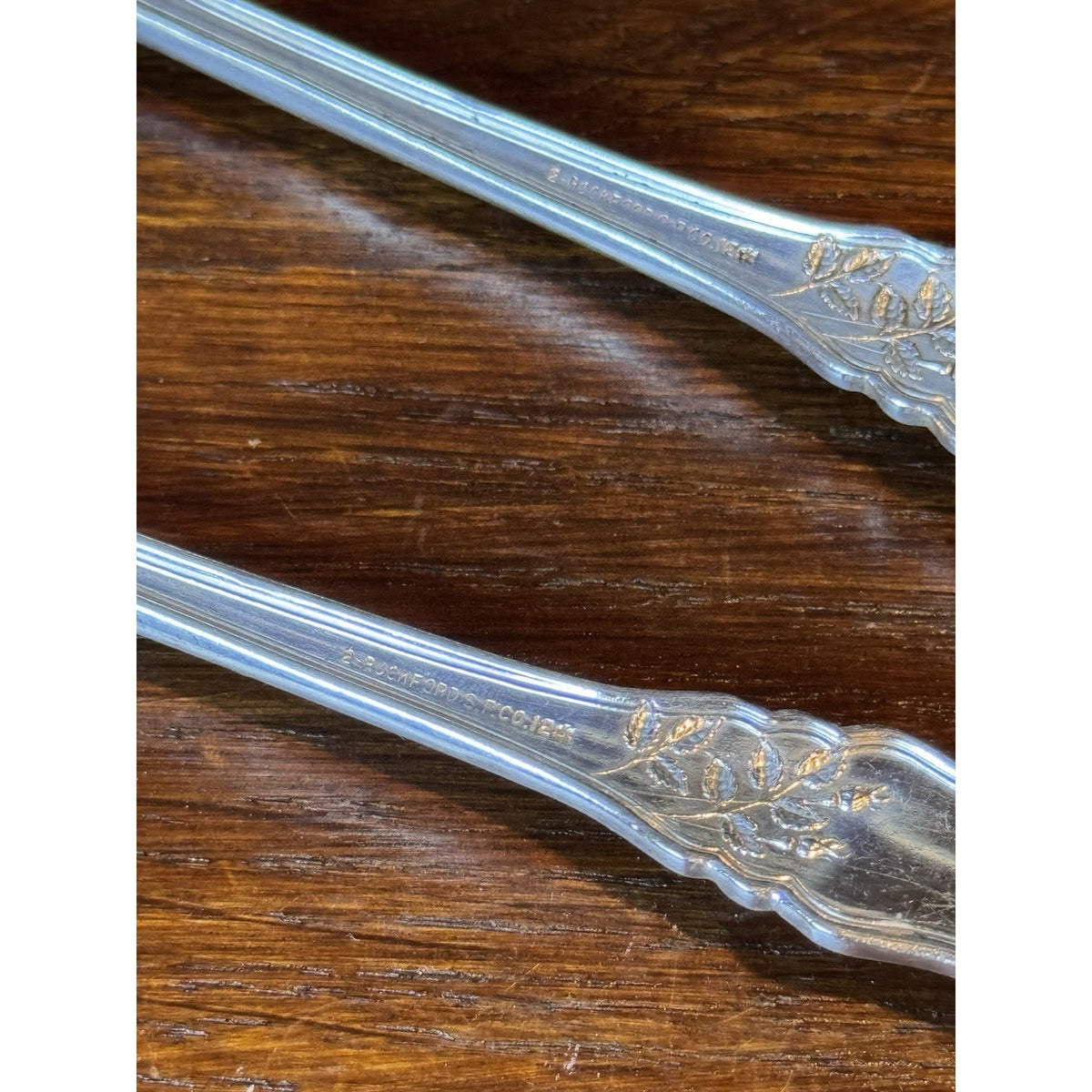 Silverplate Serving Spoons Rockford Silver Plate Co Rose Pair Monogram N 8”