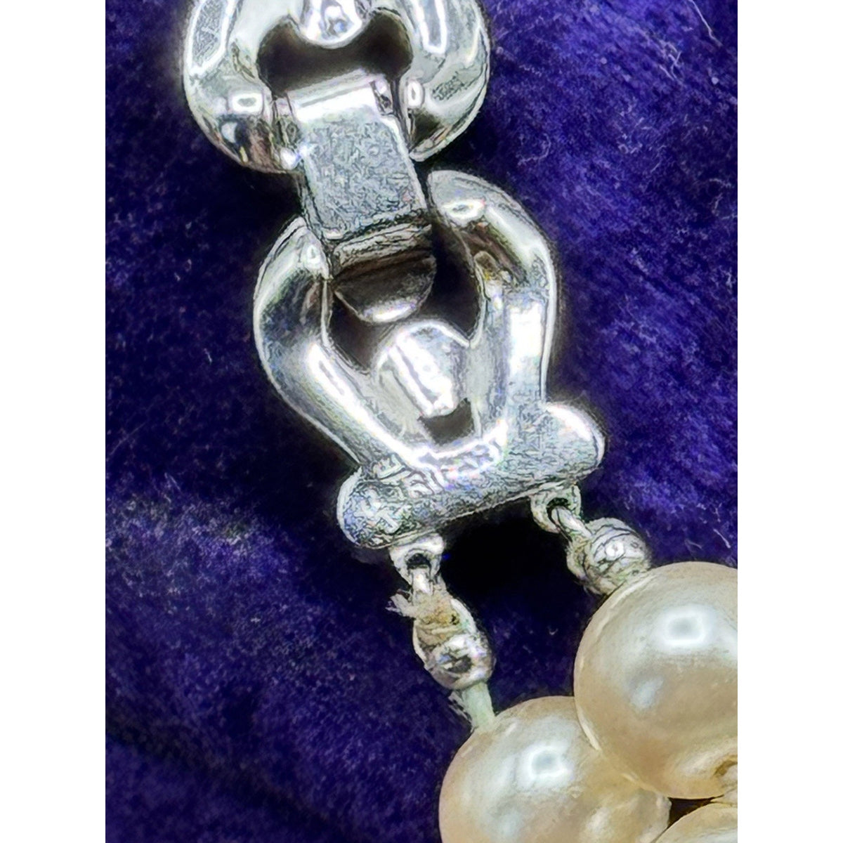 Vintage Crown Trifari Faux Pearl Double Strand Choker Anklet 12” SMALL Signed
