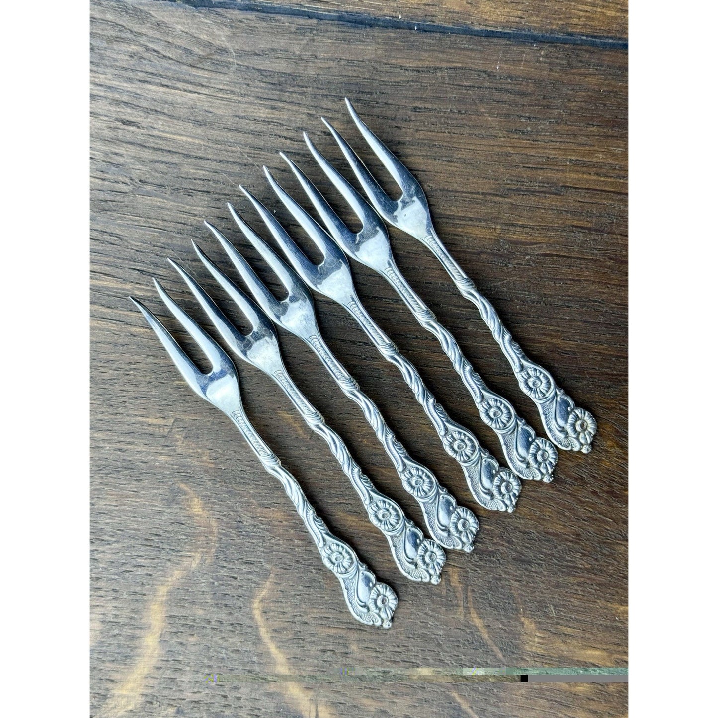 Vintage Nils Johan Hors d’Oeuvres Forks Set 6 EPNS Sweden Silverplate