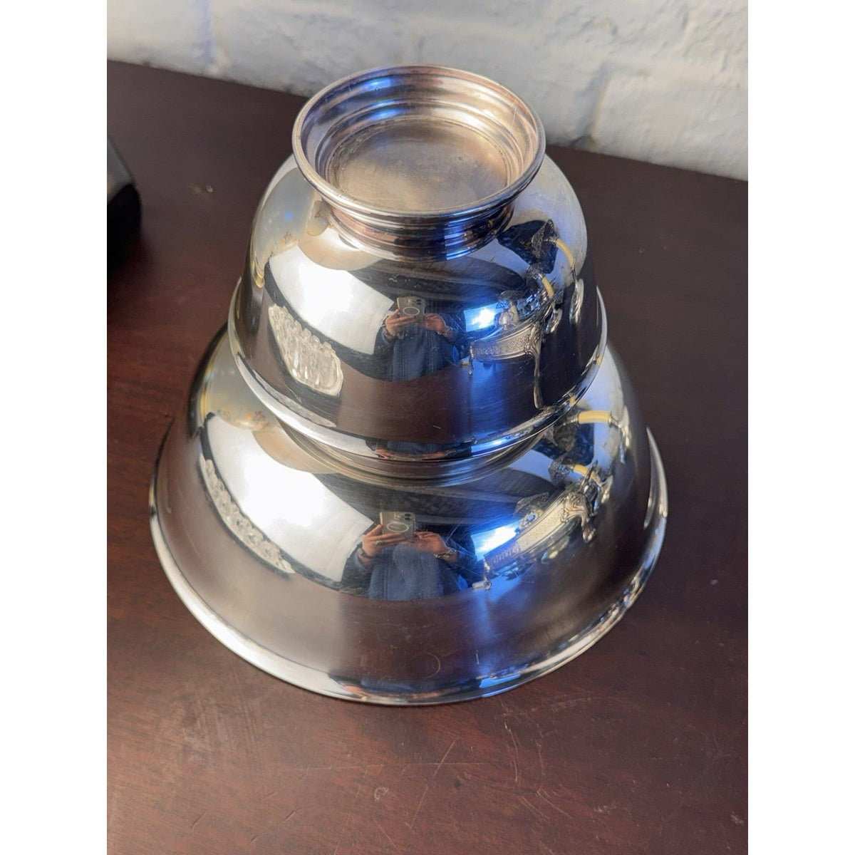 Vintage Revere Bowls Set 2 Silverplate Footed Serving Bowls 8” 5” Nesting
