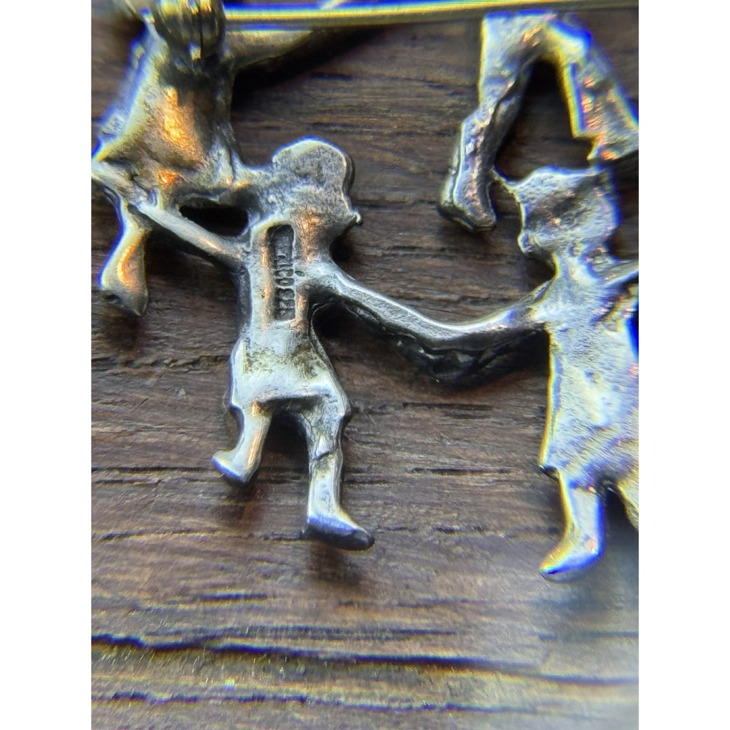 Sterling Brooch Children Dancing Circle 925 Silver Mexico 1.5” Figural Pin