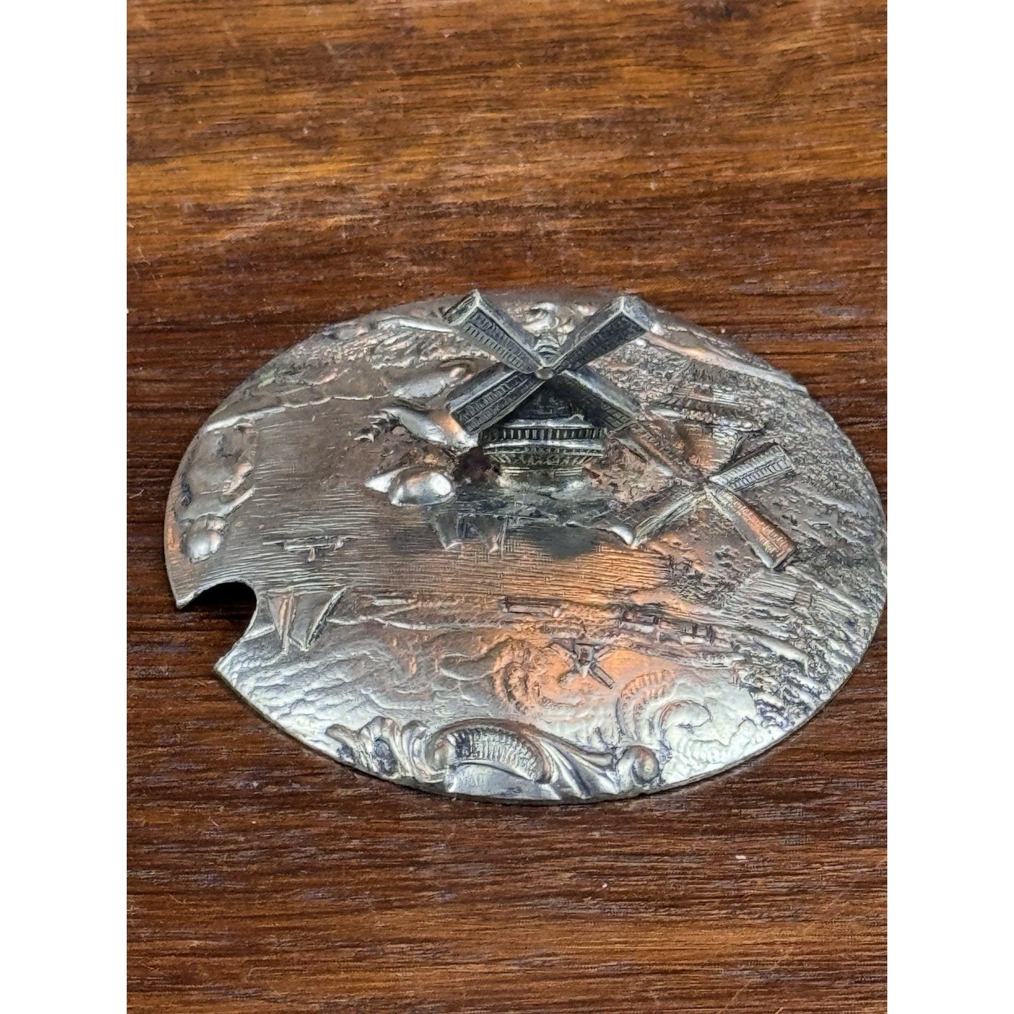 Vintage Dutch Windmill Silverplate Glass Confiture Jam Jar Matching Spoon
