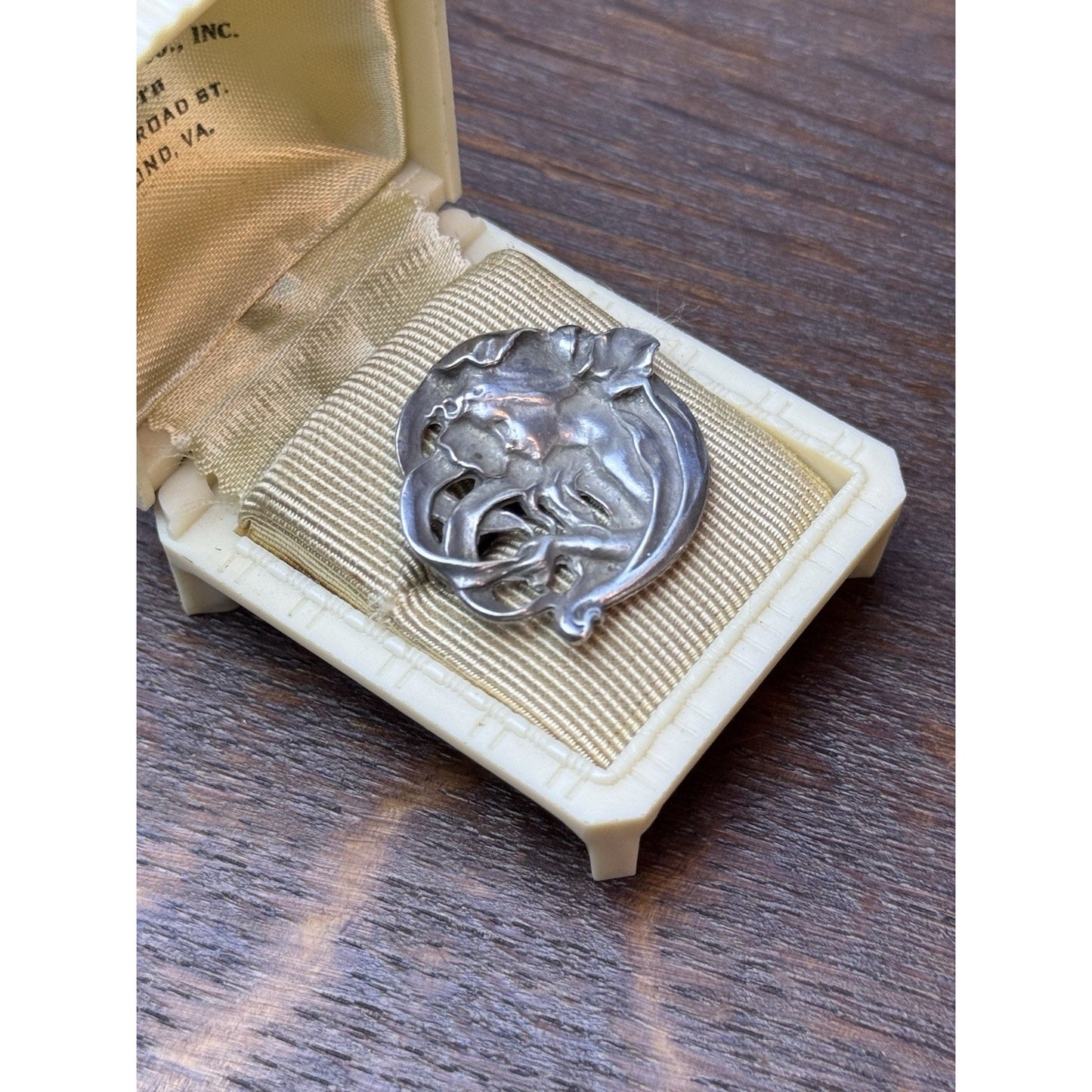 Vintage Sterling Silver Art Nouveau Lady Brooch Pin 925 Figural Maiden 1.25”