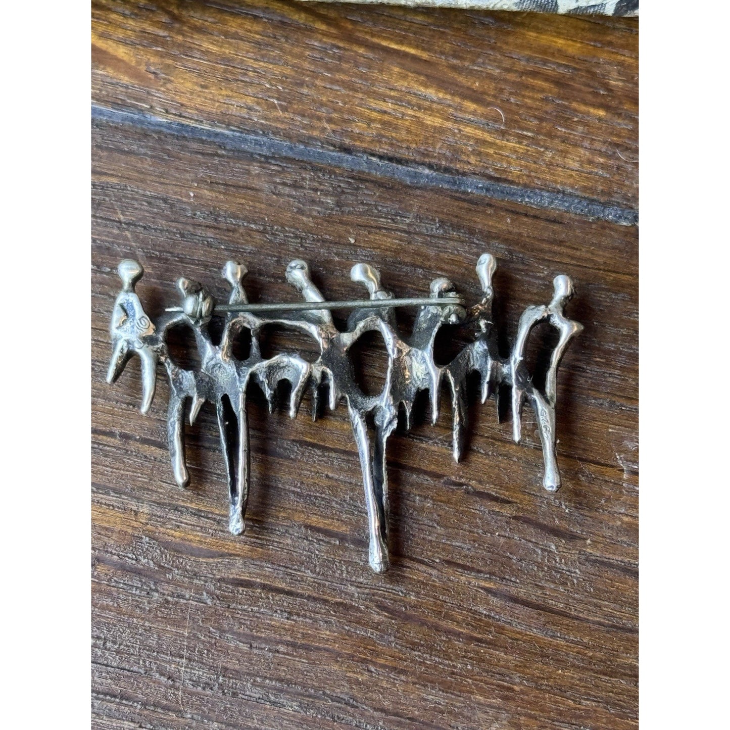 Aharon Bezalel Brooch Sterling Silver Brutalist Figural Mid Century Modern 2”