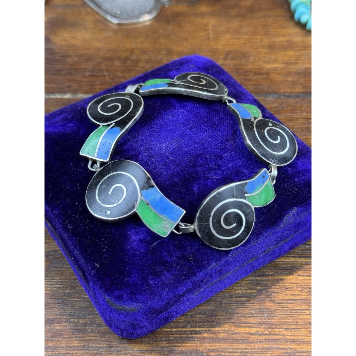 Sterling Silver Bracelet Mexico MSA Wave Link Modernist 7” VINTAGE