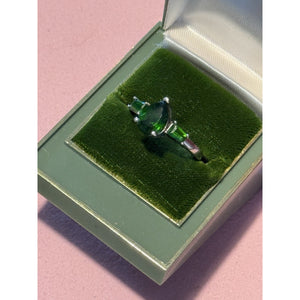 Vintage BBJ Sterling Silver Green Rhinestone Ring – Size 9.75
