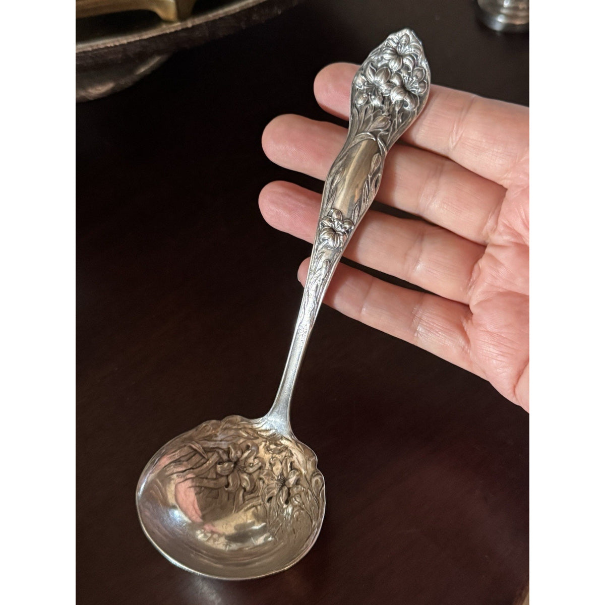Silverplate Ladle Stratford Silver Co Art Nouveau Floral Antique 7”