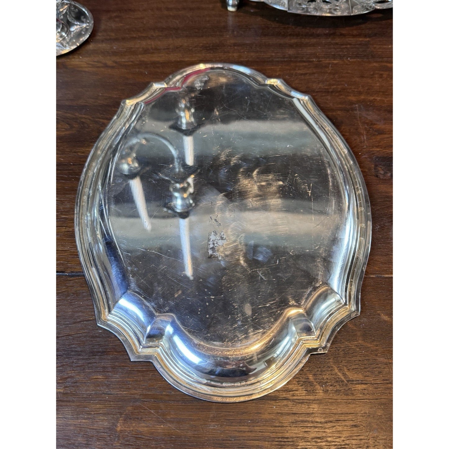 Vintage Silverplate Vanity Tray Made in Italy Chippendale Style Dresser Tray 13”