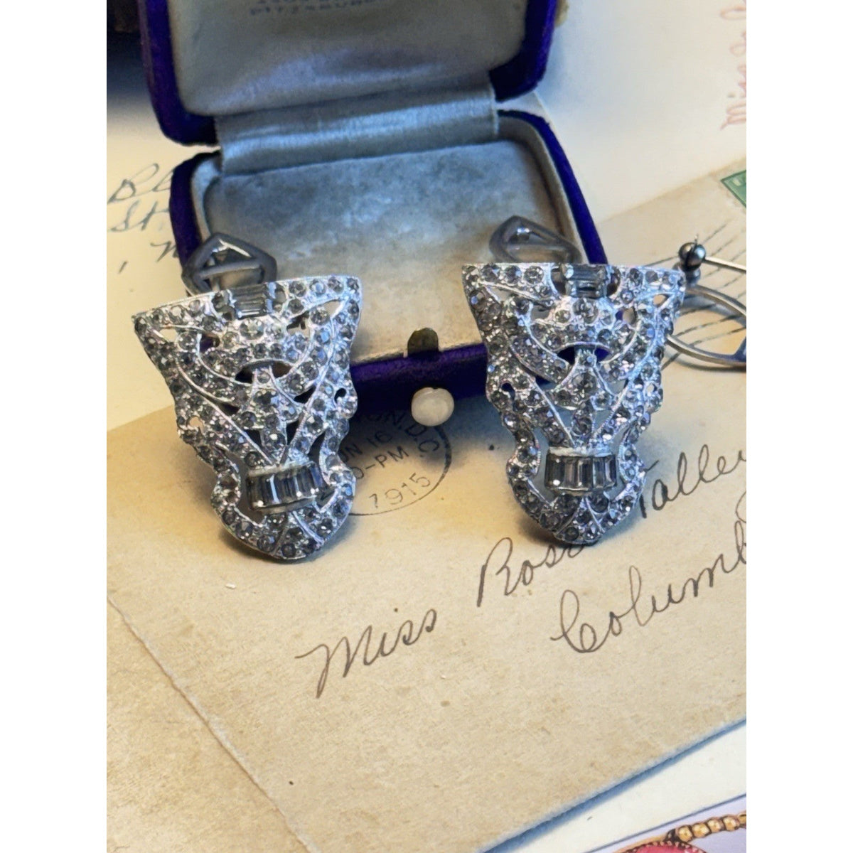 Coro DUETTE Dress Clip Brooch Art Deco Rhinestone Patent 179886