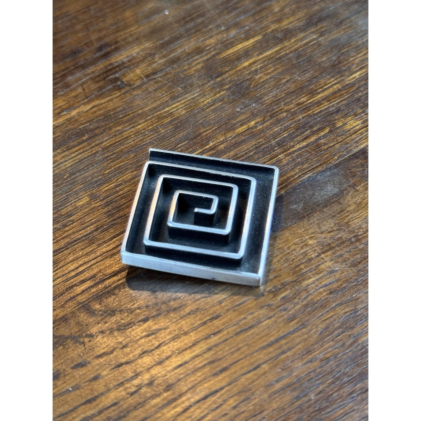 Vintage Sterling Silver Brooch Chavez Taxco Mexico Maze Modernist Eagle 3