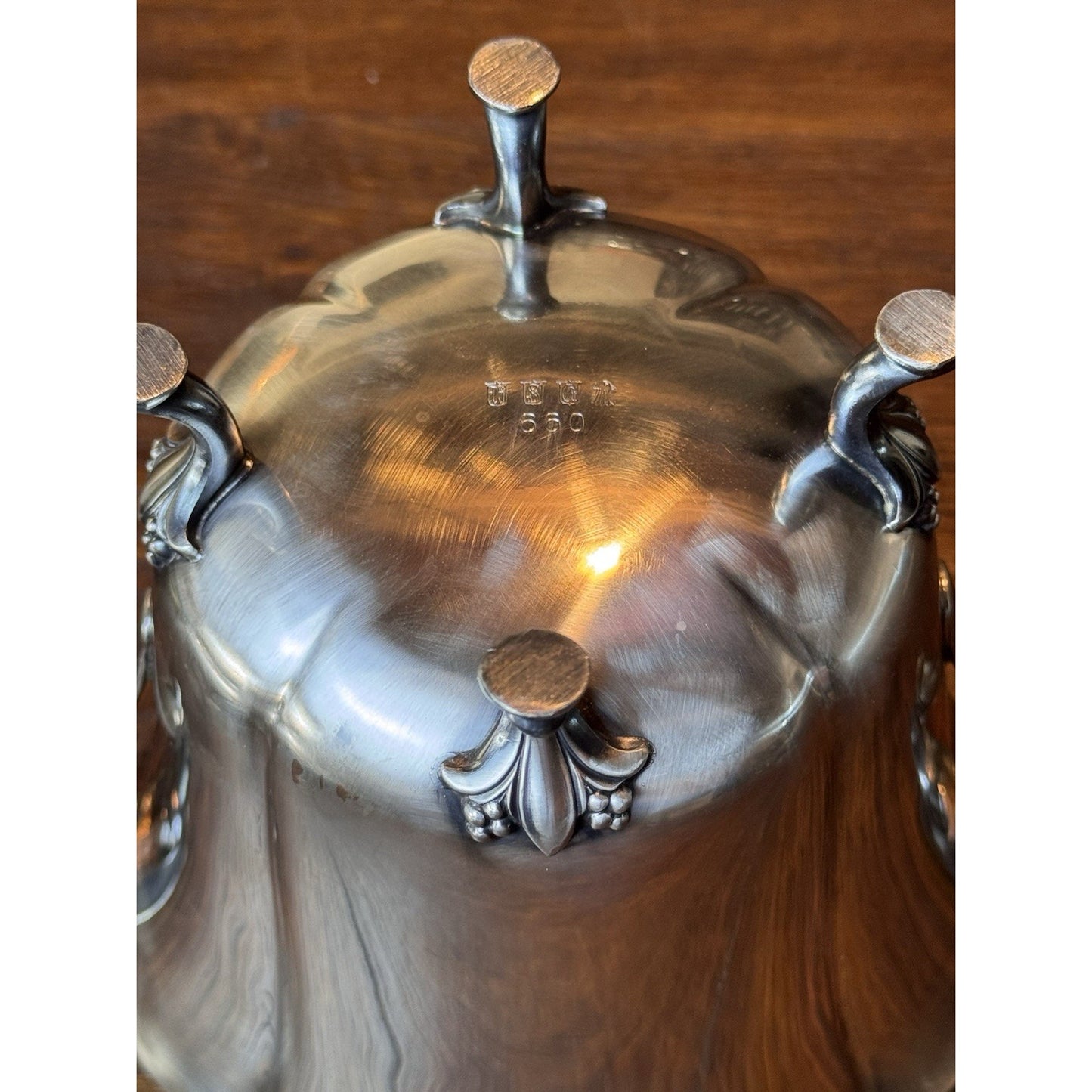 Vintage Silverplate Ice Bucket Footed Floral 8.25”