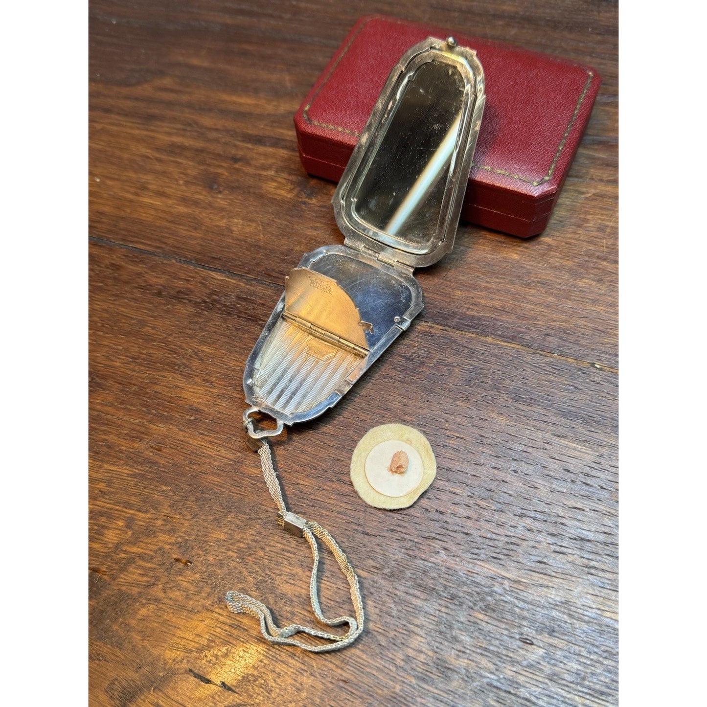 Vintage Art Deco Silverplate Compact Wristlet Mirror No Monogram 1920-30