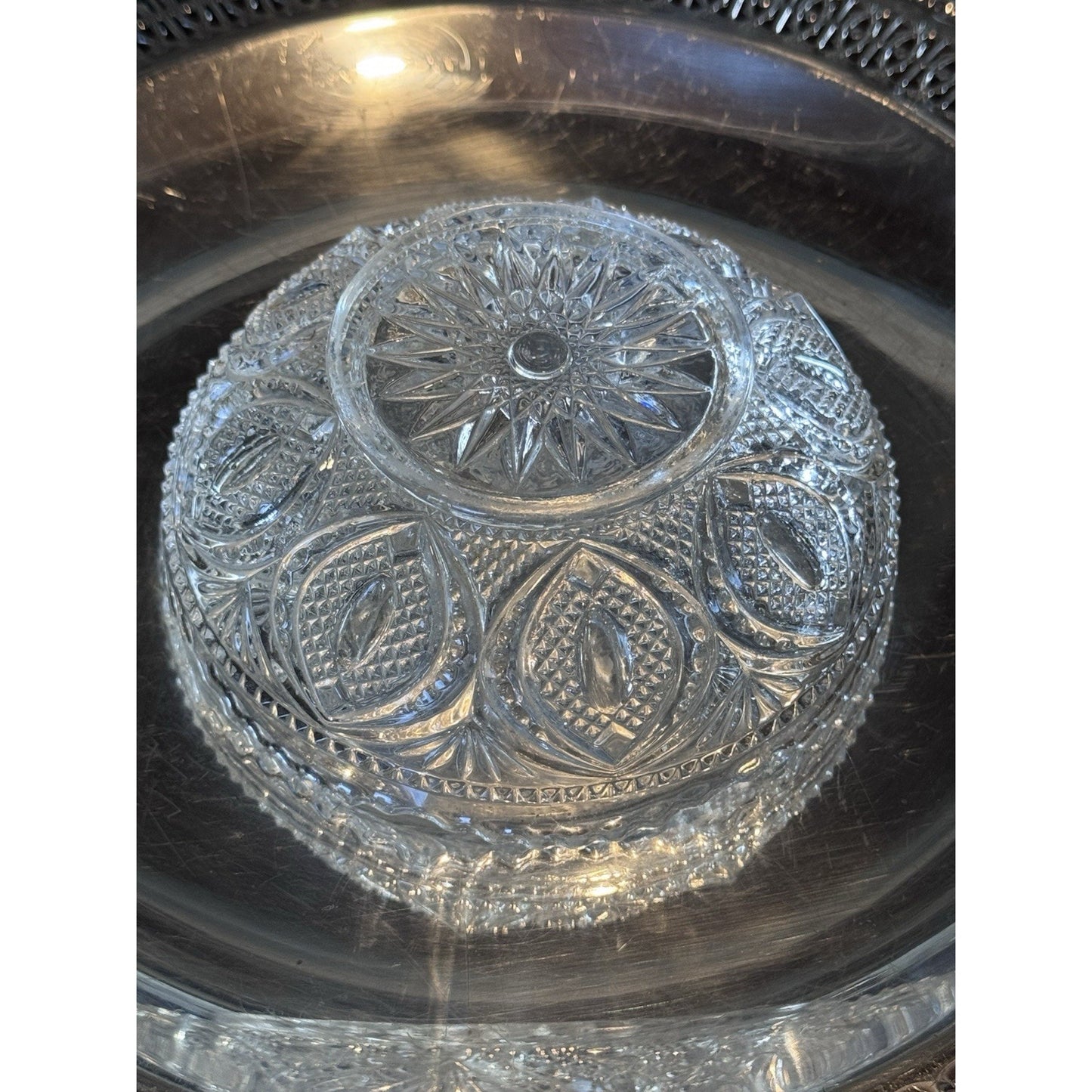 Silverplate Relish Dish Rogers Bros Reticulated Bowl w Antique Glass Insert 9”