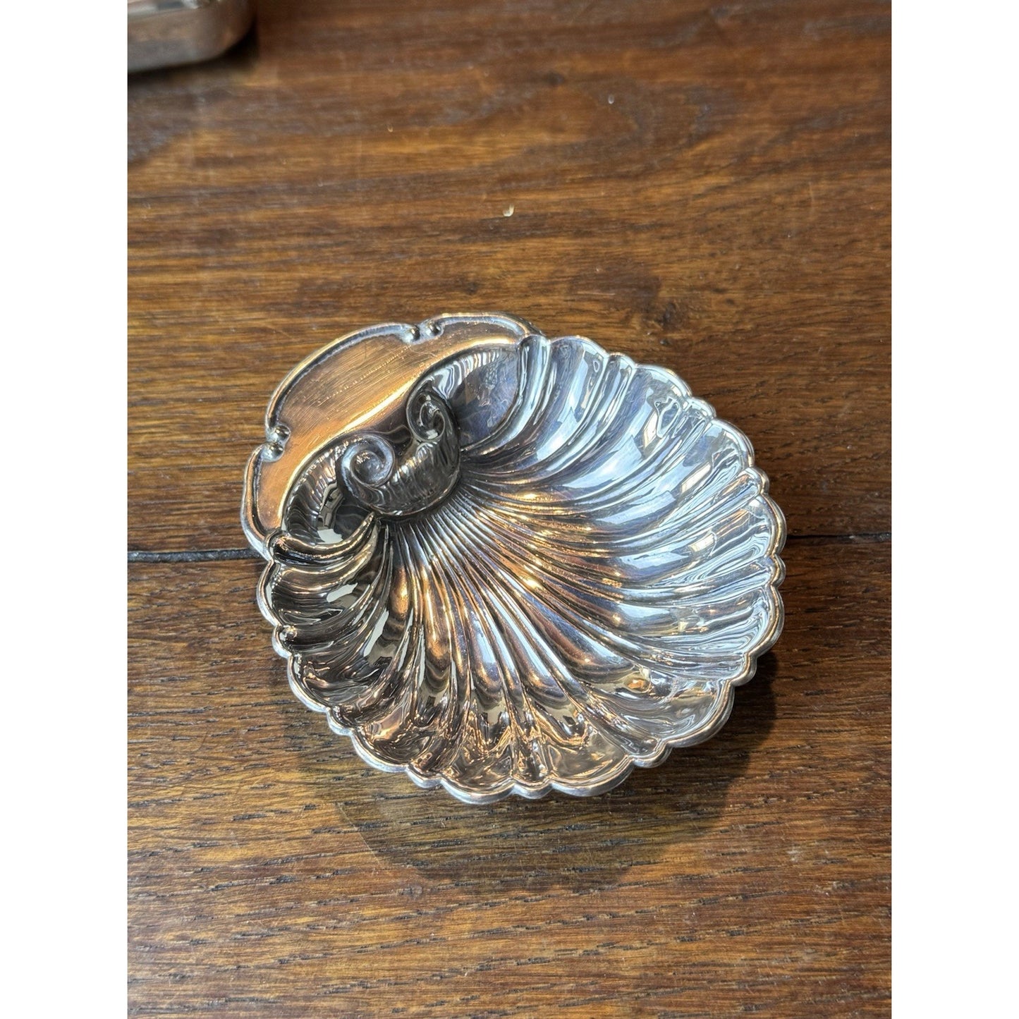 Vintage Silverplate Shell Trinket Dish Scallop Jewelry Catchall 3.5”
