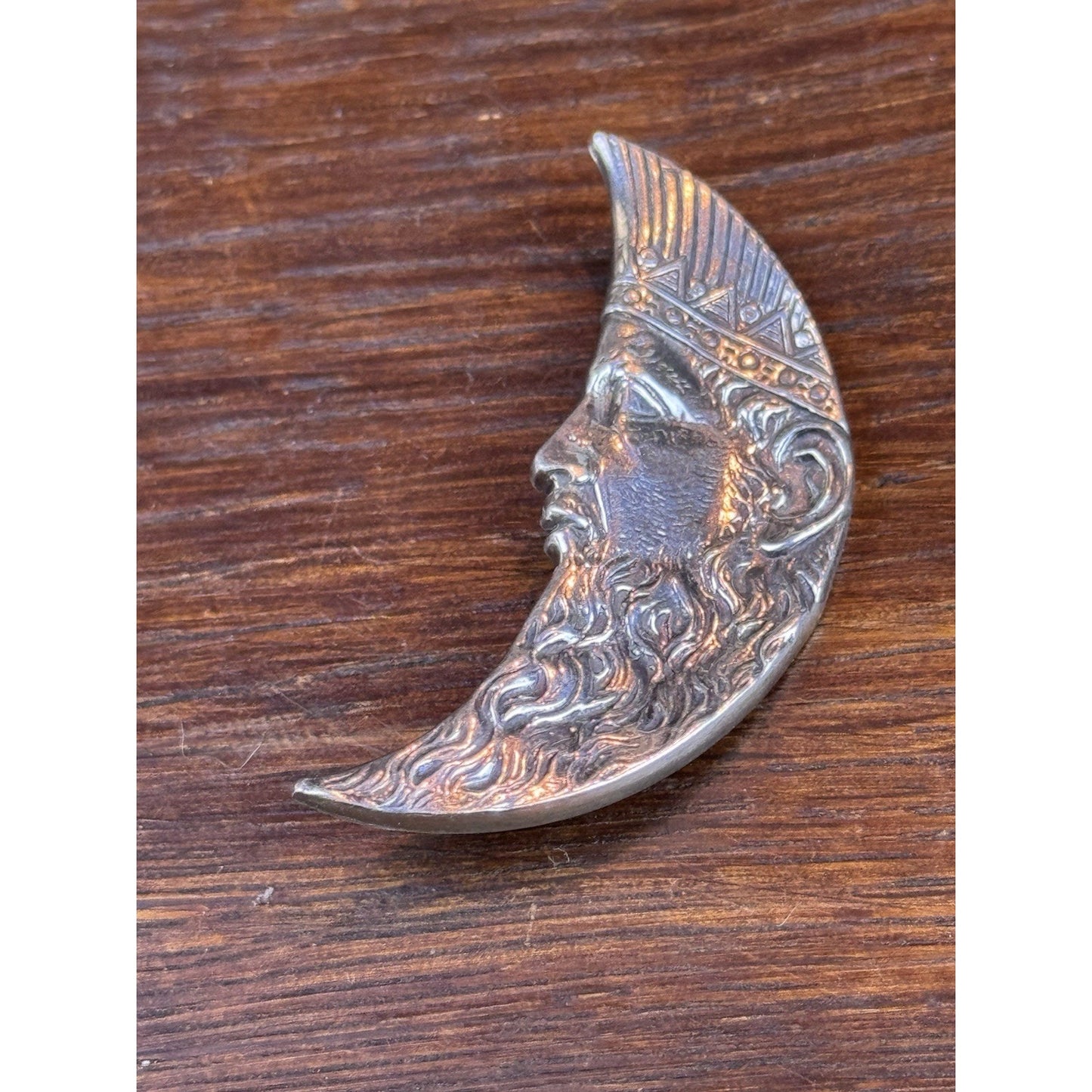 Sterling Silver Brooch 2” GFMW Man in the Moon Crescent Celestial Figural Pin