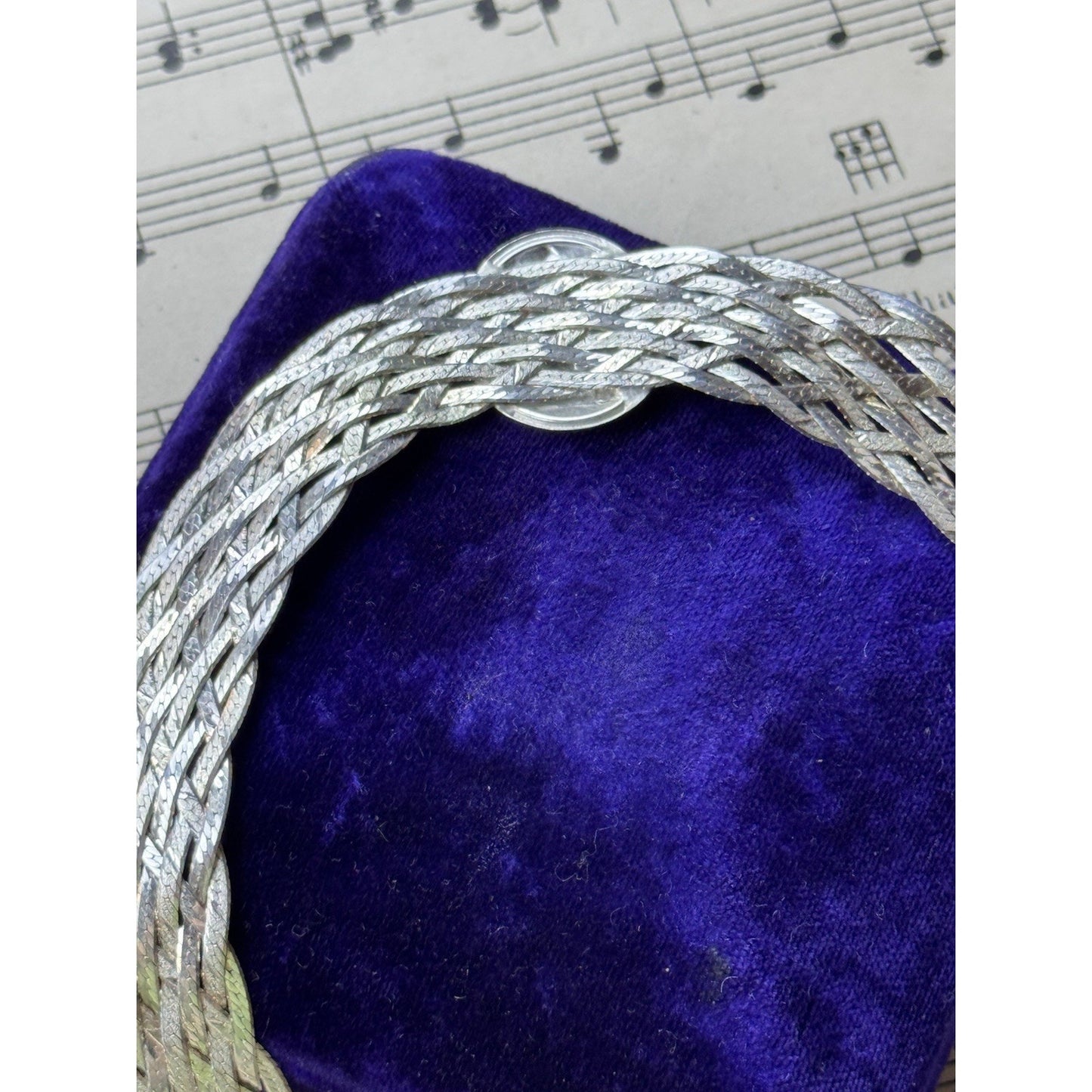 Cameo Multi Strand Braided Necklace Sterling Silver 16” Italy .75” Wide