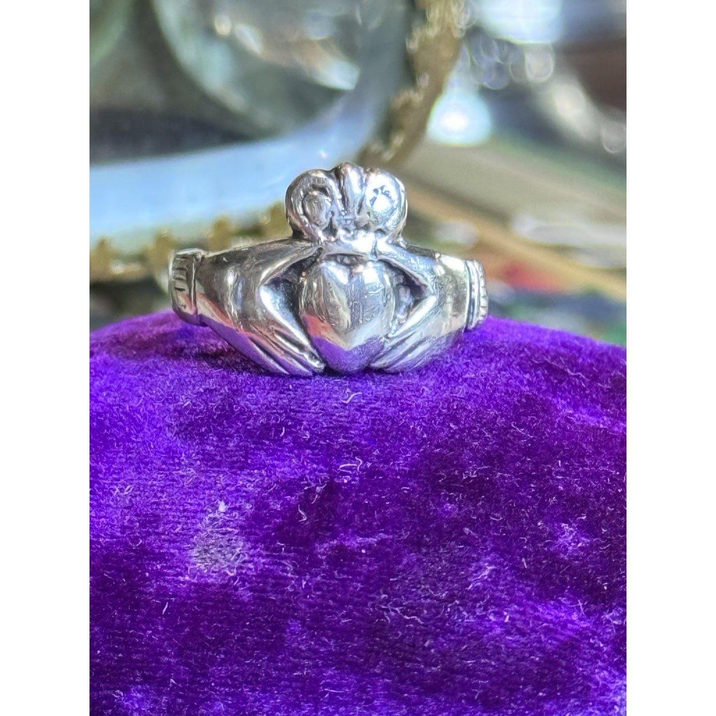 Vintage Irish Claddagh Ring Sterling Silver 925 Artisan Size 7.75 Celtic Love