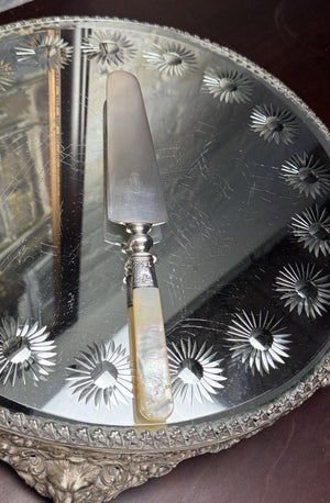 Mother Of Pearl Cake Pie Server Universal LF&G Sterling Ferrule 10.5”